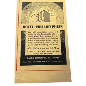 1938 Hotel Philadelphian Vintage Print Ad 39th & Chestnut St Philadelphia